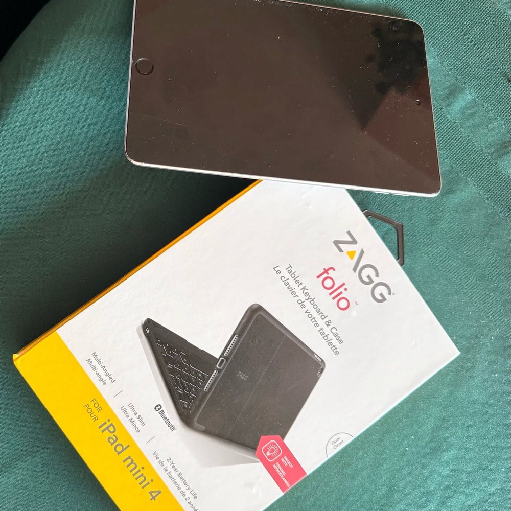 iPad Mini 4, 64 GB. Great portable unit.
Free hard case and wireless keyboard